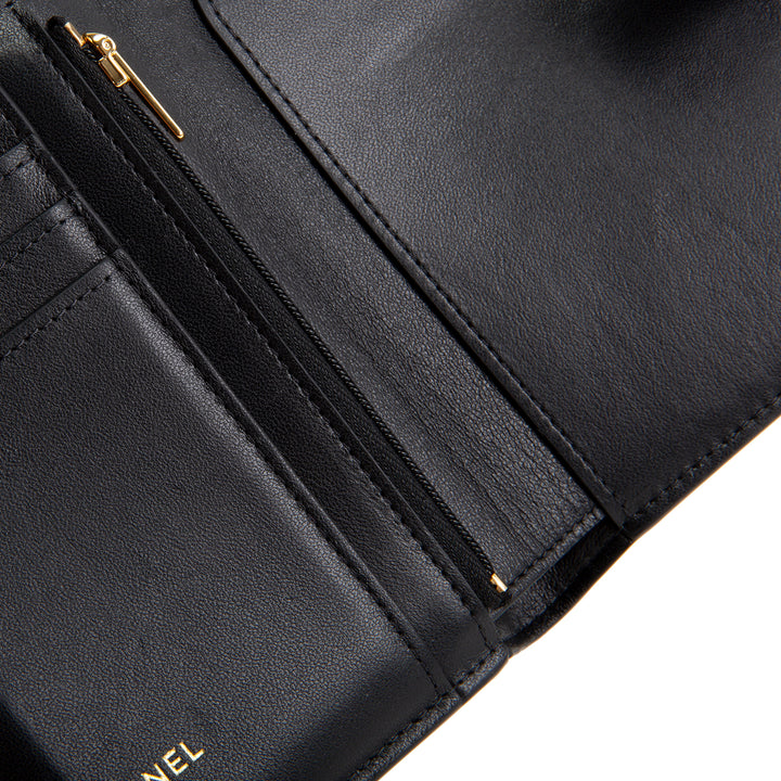 CHANEL Crococo Embossed Passport Cover - Black