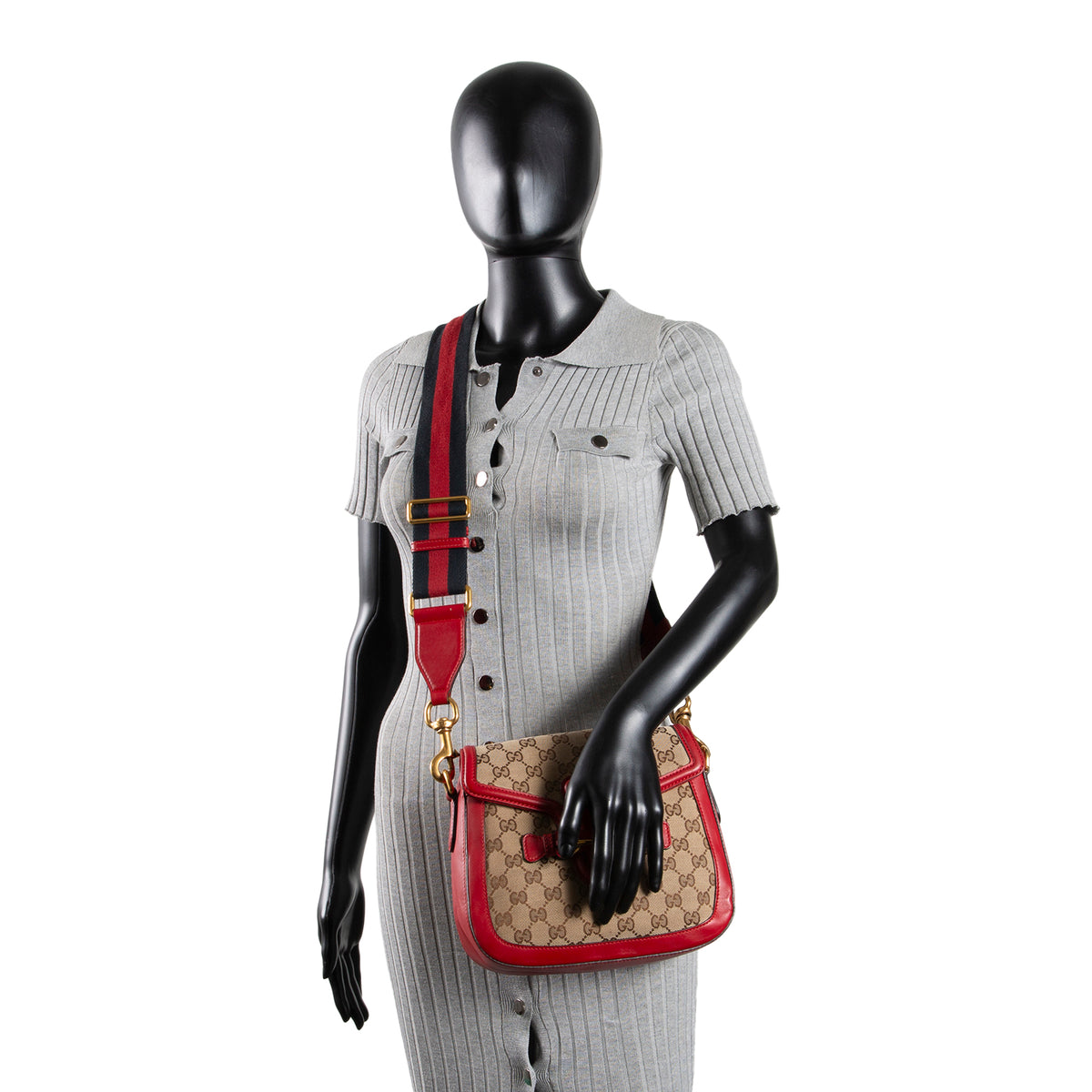 GUCCI GG Canvas Lady Web Medium Shoulder Bag OUTLET FINAL SALE