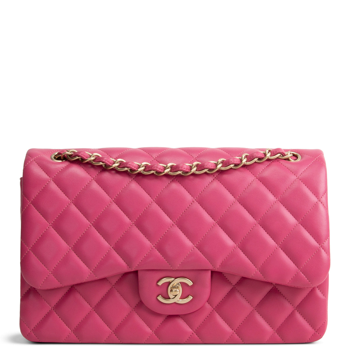 CHANEL Jumbo Quilted Lambskin Double Flap - Pink