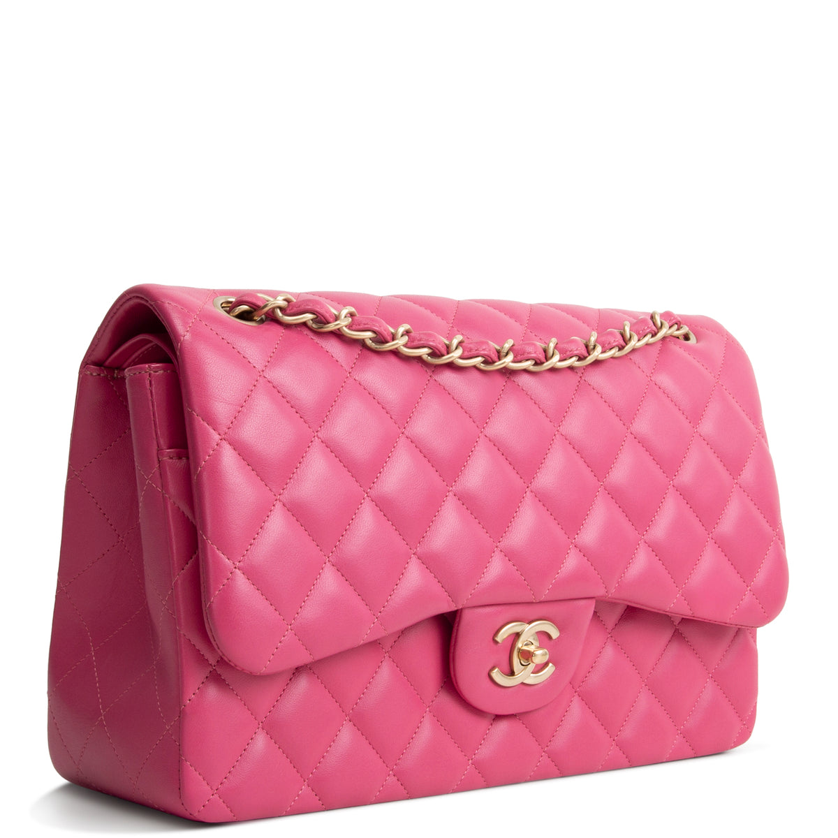CHANEL Jumbo Quilted Lambskin Double Flap - Pink