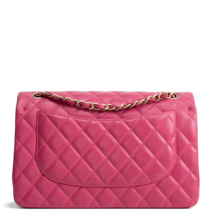 CHANEL Jumbo Quilted Lambskin Double Flap - Pink