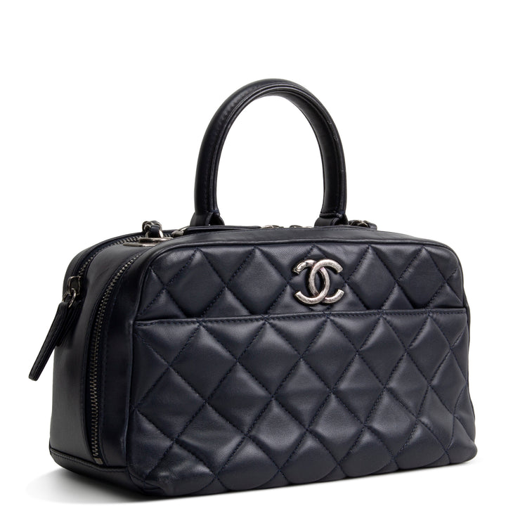 CHANEL Quilted Lambskin Trendy CC Bowling Bag - Deep Navy Blue