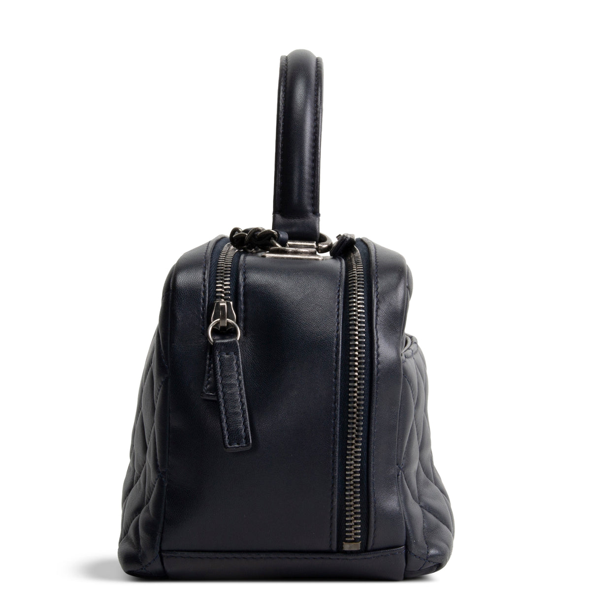 CHANEL Quilted Lambskin Trendy CC Bowling Bag - Deep Navy Blue