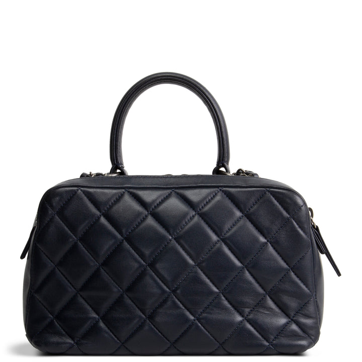 CHANEL Quilted Lambskin Trendy CC Bowling Bag - Deep Navy Blue