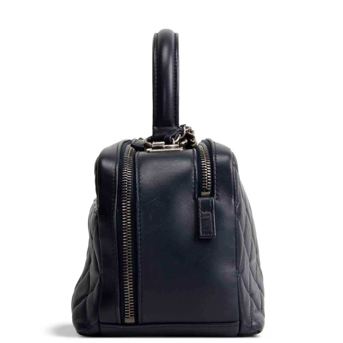 CHANEL Quilted Lambskin Trendy CC Bowling Bag - Deep Navy Blue