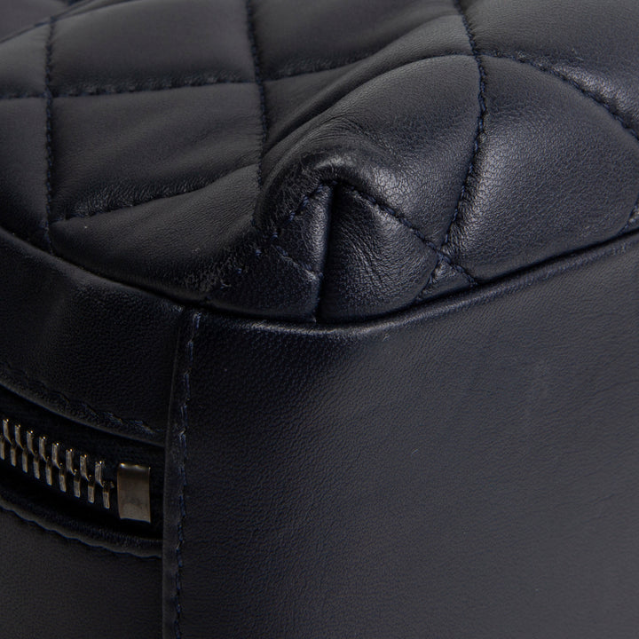 CHANEL Quilted Lambskin Trendy CC Bowling Bag - Deep Navy Blue