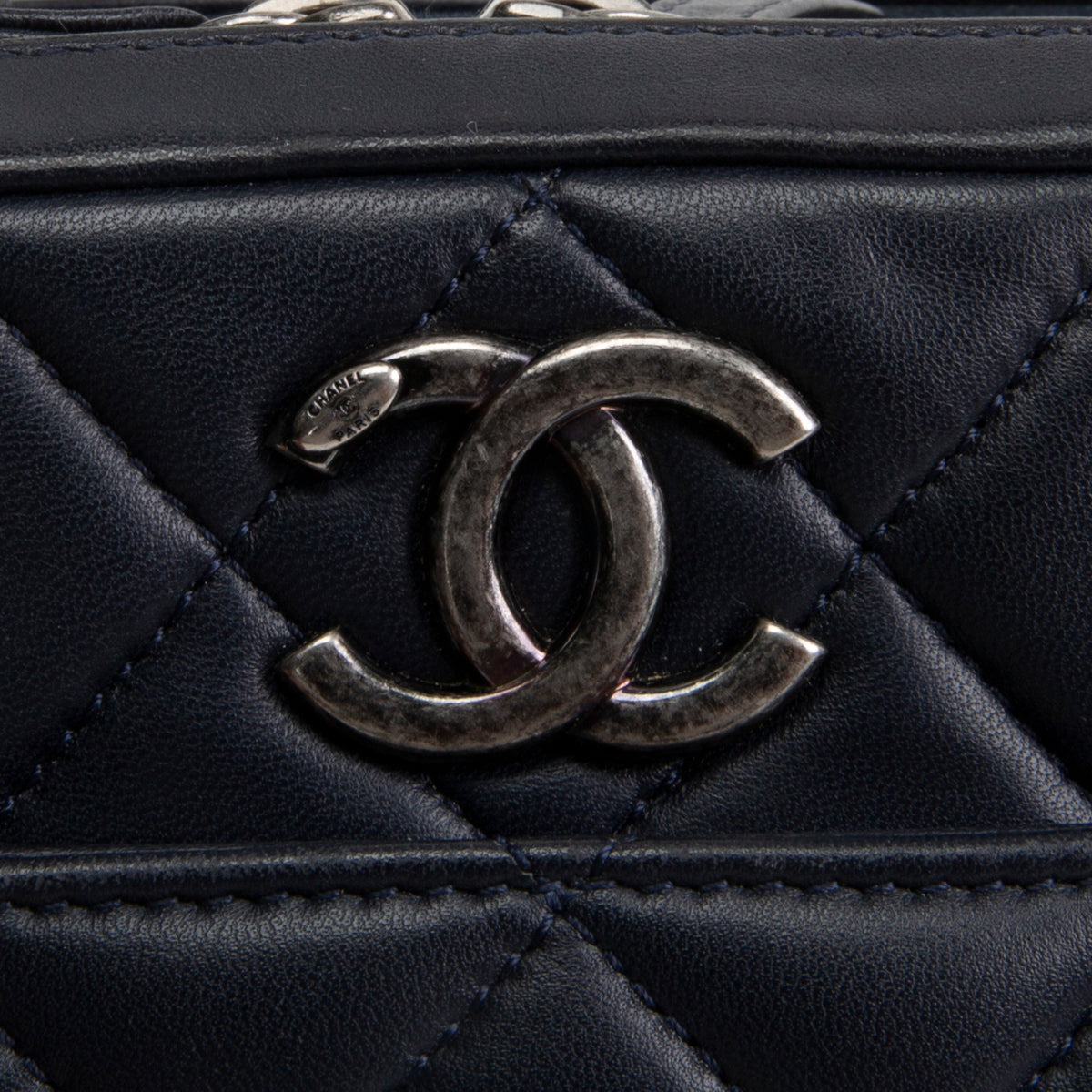 CHANEL Quilted Lambskin Trendy CC Bowling Bag - Deep Navy Blue
