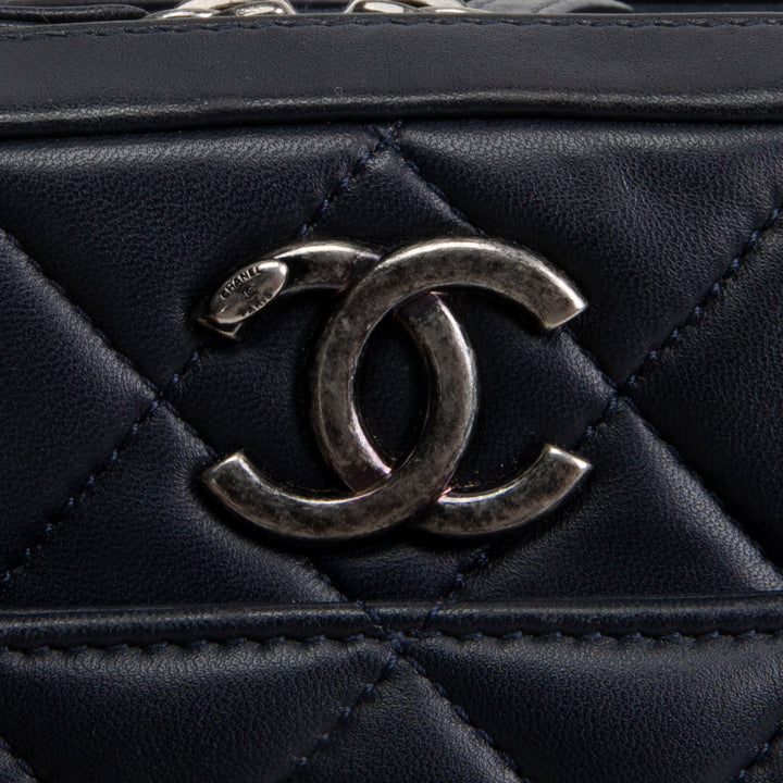 CHANEL Quilted Lambskin Trendy CC Bowling Bag - Deep Navy Blue