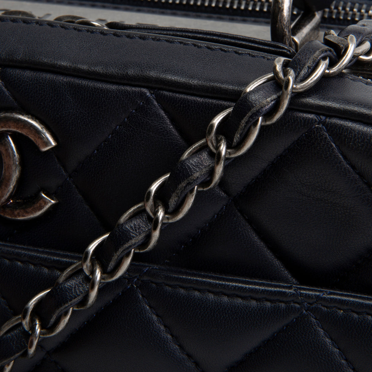CHANEL Quilted Lambskin Trendy CC Bowling Bag - Deep Navy Blue
