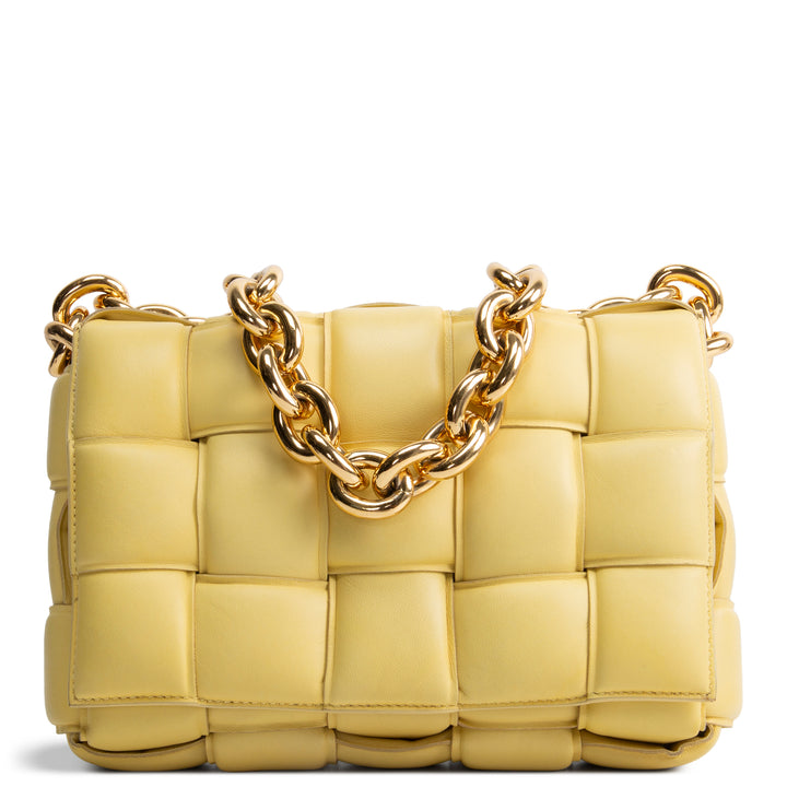 BOTTEGA VENETA Chain Intrecciato Cassette Shoulder Bag - Yellow