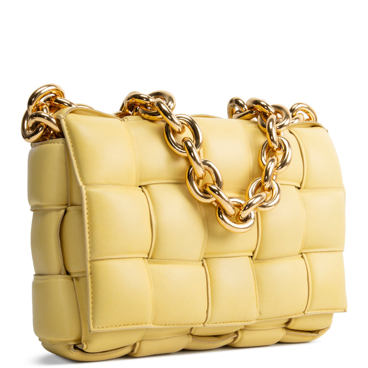 BOTTEGA VENETA Chain Intrecciato Cassette Shoulder Bag - Yellow