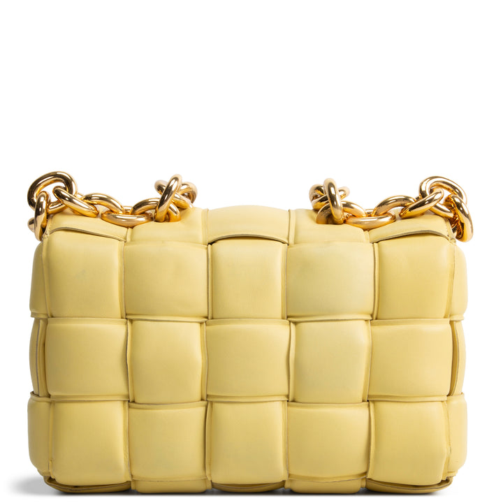 BOTTEGA VENETA Chain Intrecciato Cassette Shoulder Bag - Yellow