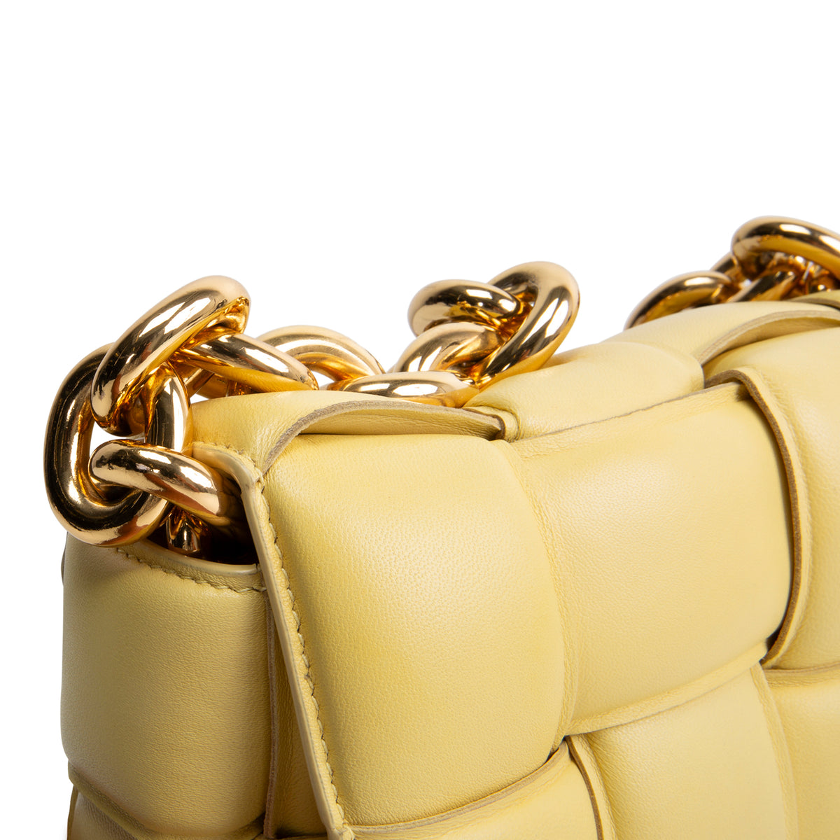 BOTTEGA VENETA Chain Intrecciato Cassette Shoulder Bag - Yellow