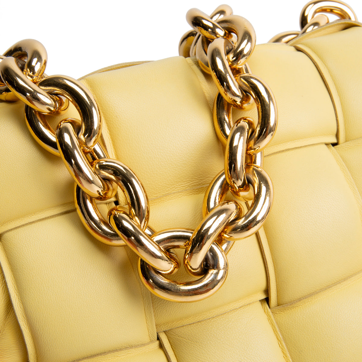 BOTTEGA VENETA Chain Intrecciato Cassette Shoulder Bag - Yellow
