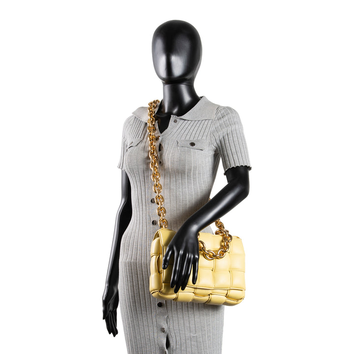 BOTTEGA VENETA Chain Intrecciato Cassette Shoulder Bag - Yellow