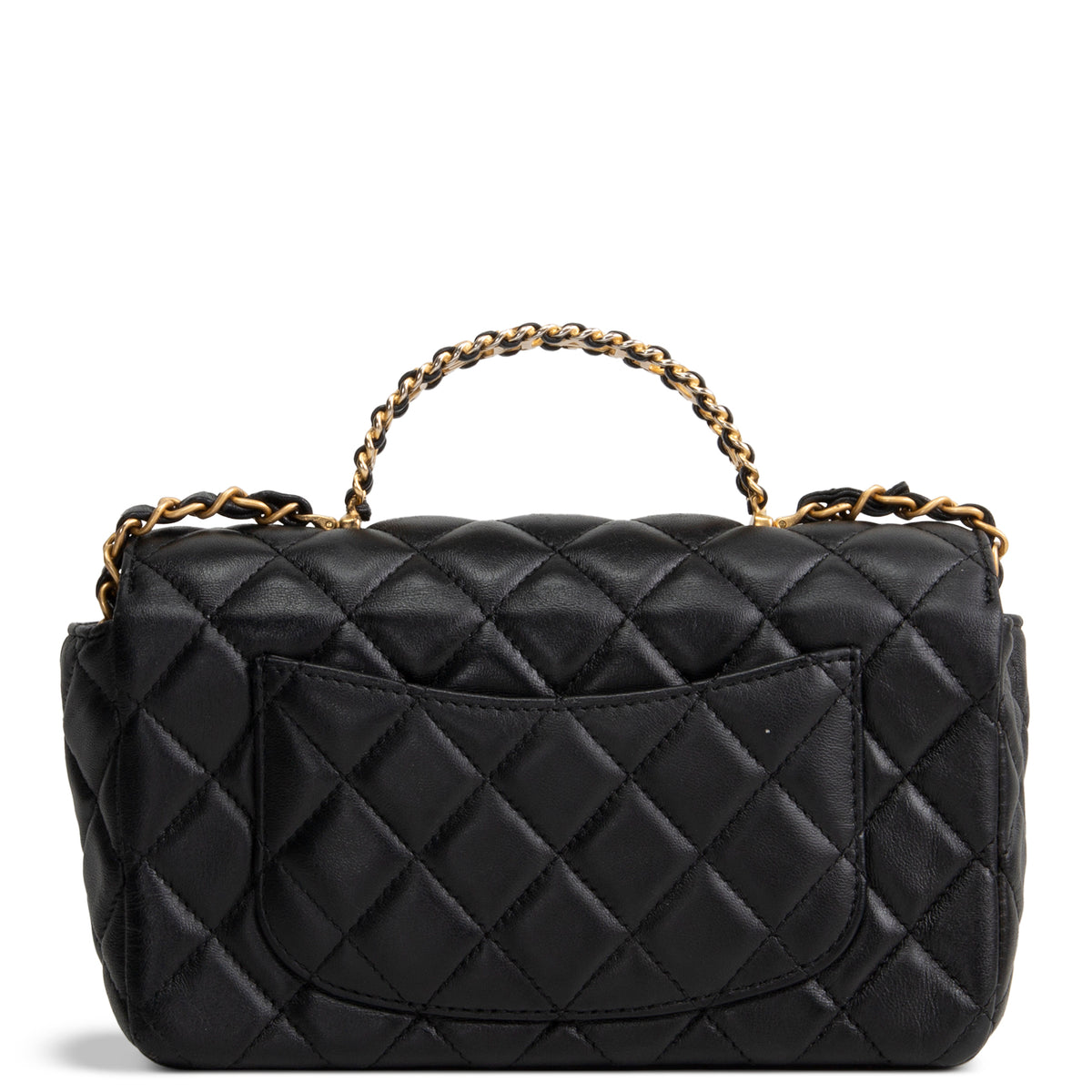 CHANEL Lambskin Quilted Mini Strass on Top Handle Flap Bag
