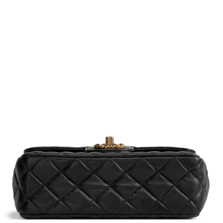 CHANEL Lambskin Quilted Mini Strass on Top Handle Flap Bag