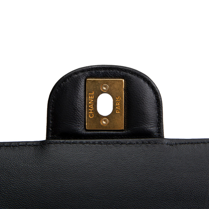 CHANEL Lambskin Quilted Mini Strass on Top Handle Flap Bag