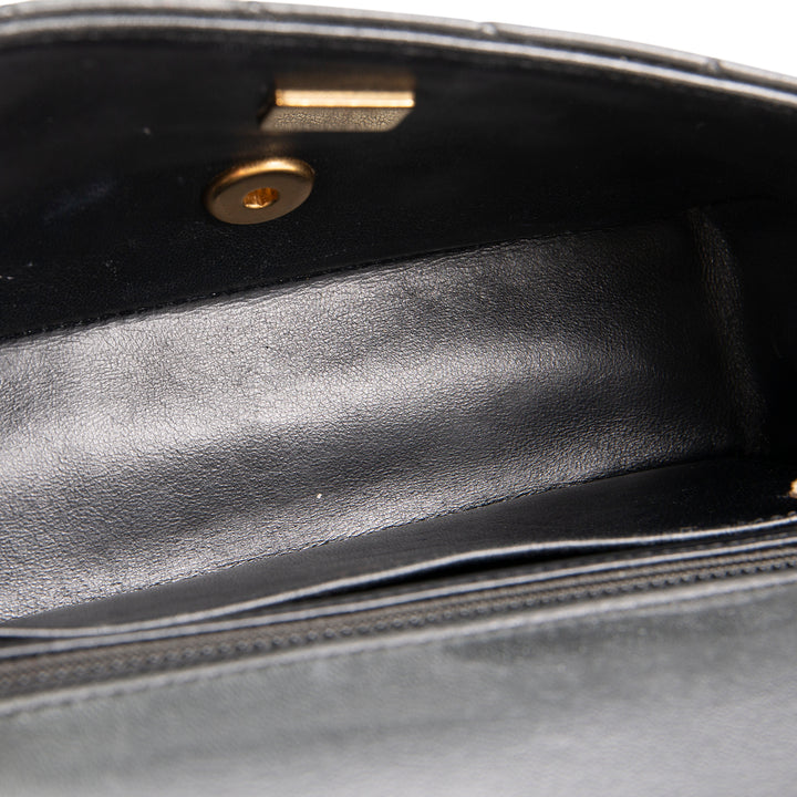 CHANEL Lambskin Quilted Mini Strass on Top Handle Flap Bag