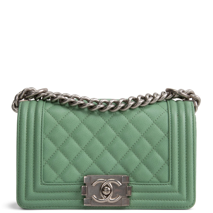 CHANEL Caviar Small Boy Bag - Mint