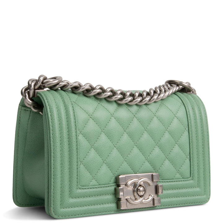 CHANEL Caviar Small Boy Bag - Mint