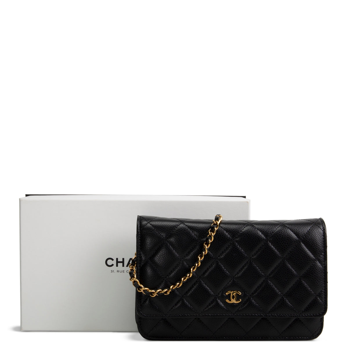 CHANEL Quilted Caviar Wallet on Chain