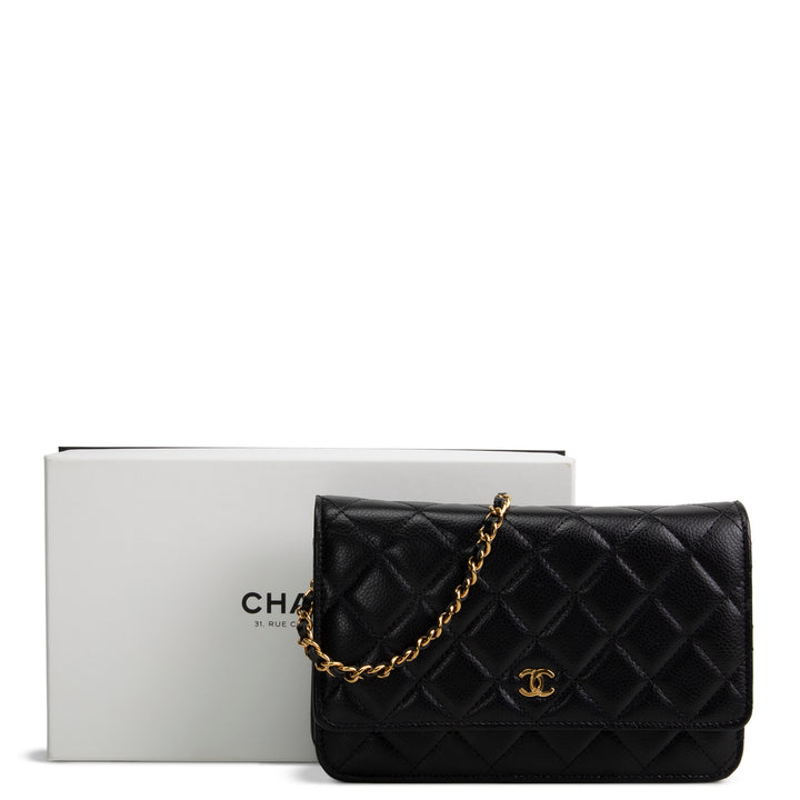 CHANEL Quilted Caviar Wallet on Chain