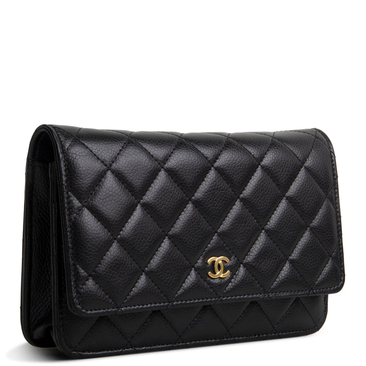 CHANEL Quilted Caviar Wallet on Chain