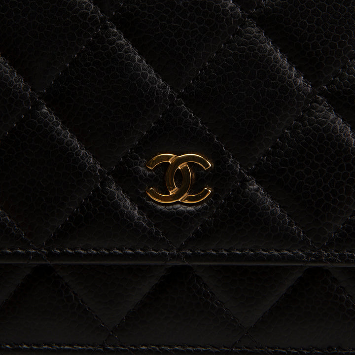 CHANEL Quilted Caviar Wallet on Chain