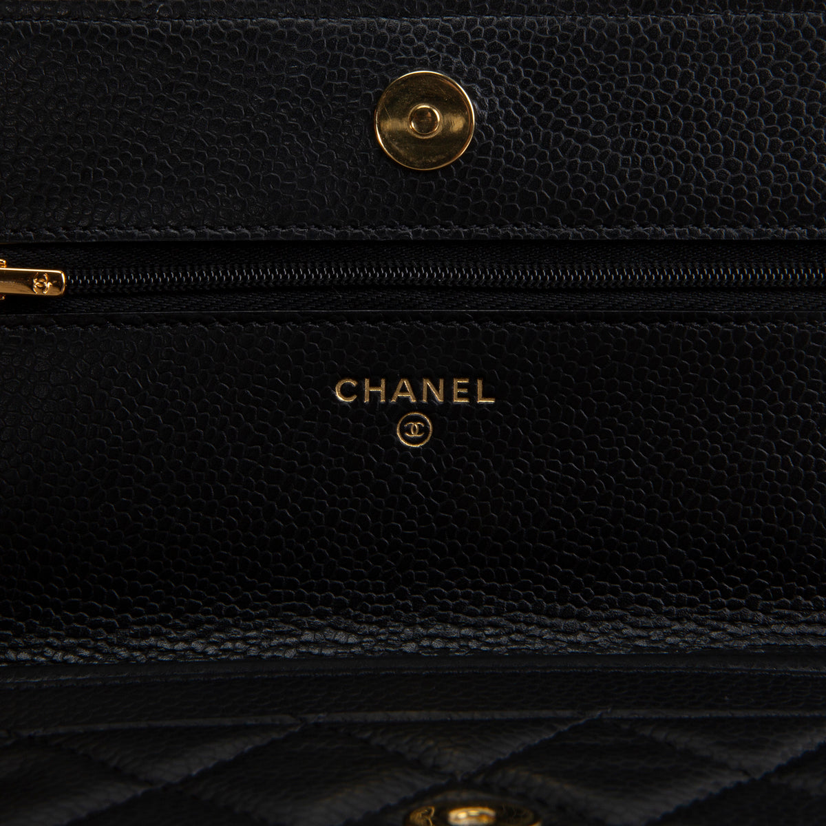 CHANEL Quilted Caviar Wallet on Chain