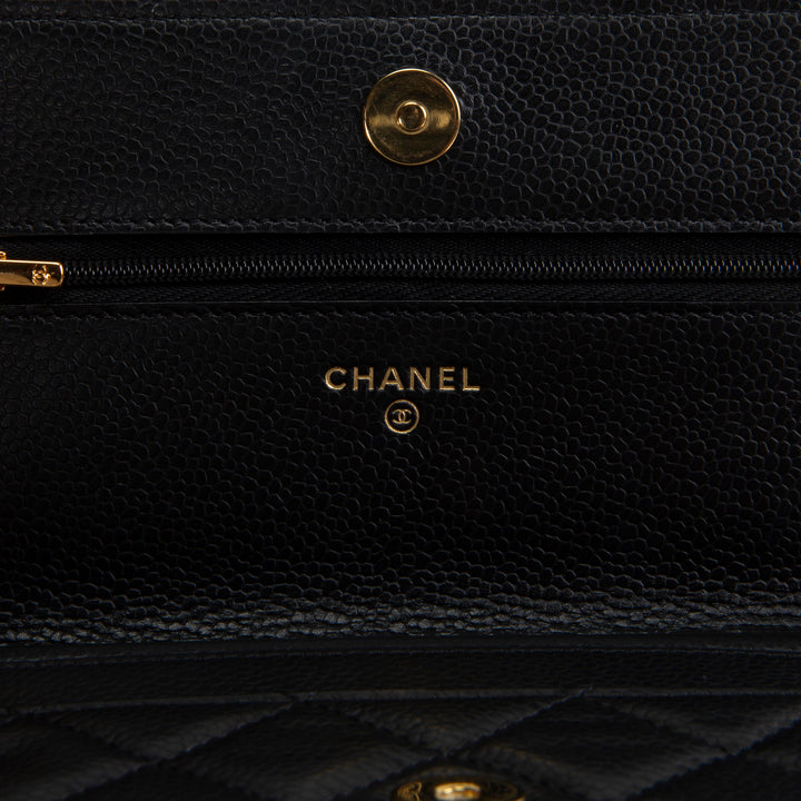 CHANEL Quilted Caviar Wallet on Chain