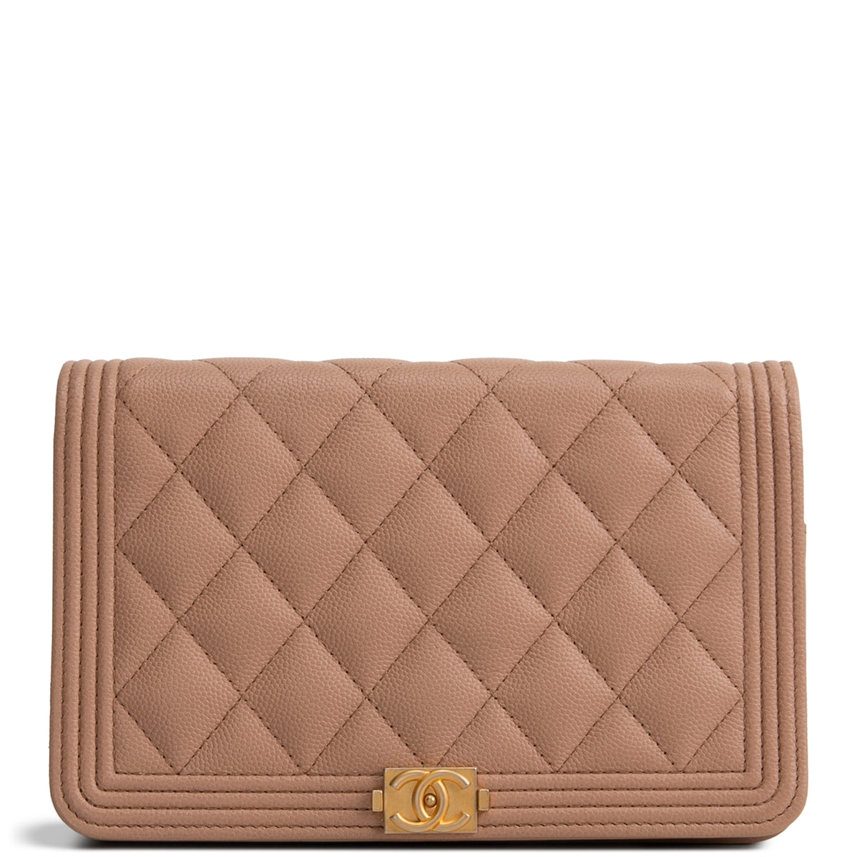 CHANEL Boy Quilted Caviar Wallet on Chain