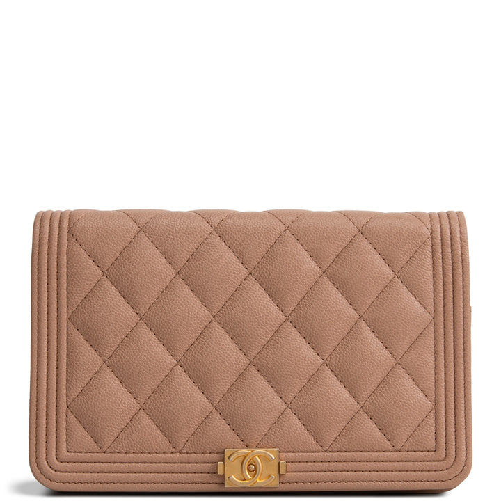 CHANEL Boy Quilted Caviar Wallet on Chain
