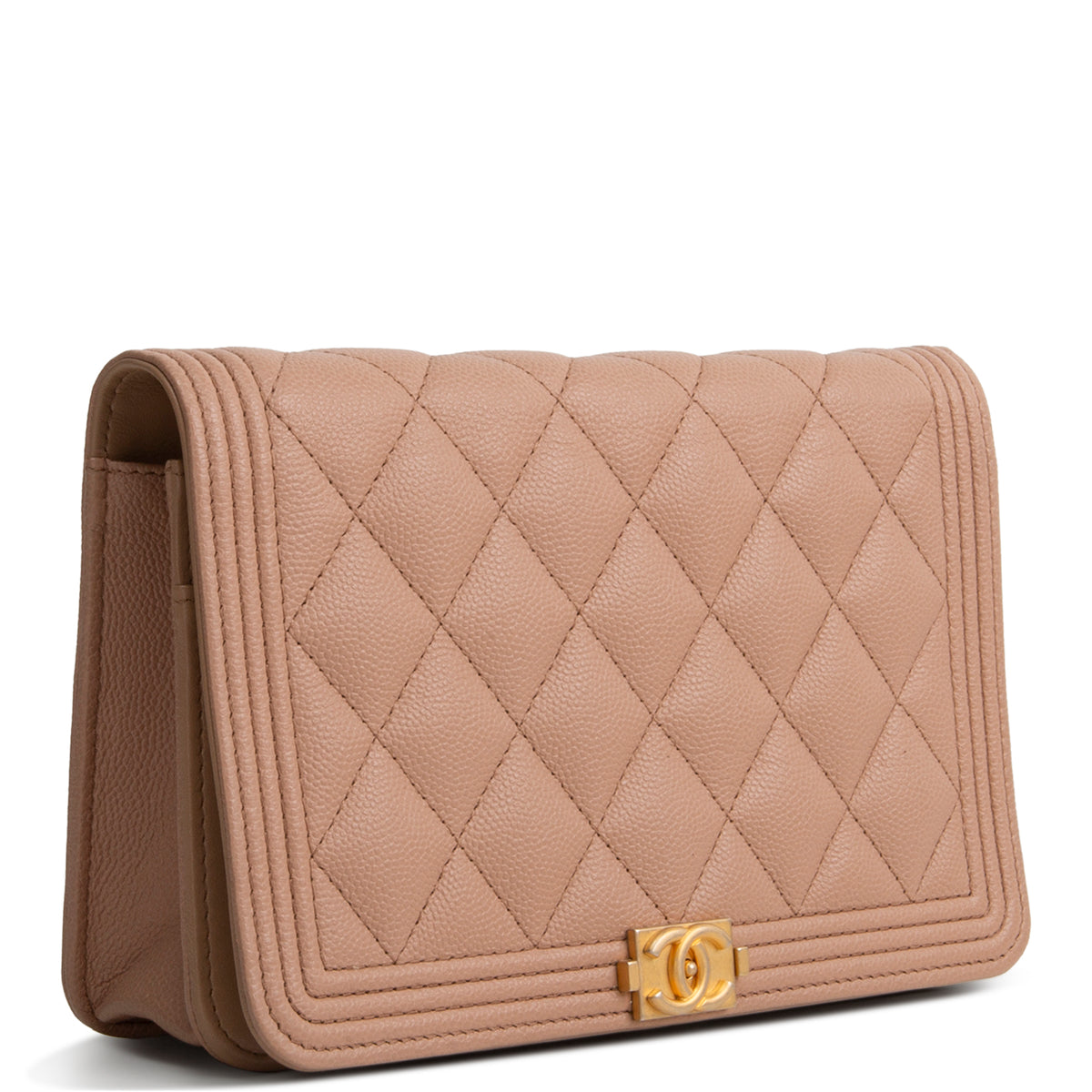 CHANEL Boy Quilted Caviar Wallet on Chain