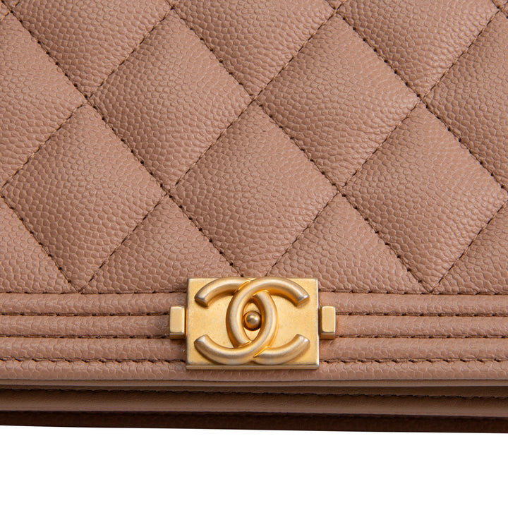 CHANEL Boy Quilted Caviar Wallet on Chain