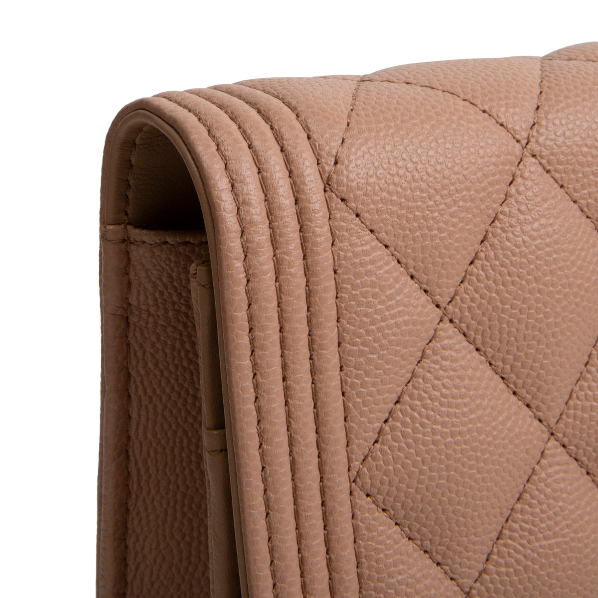 CHANEL Boy Quilted Caviar Wallet on Chain