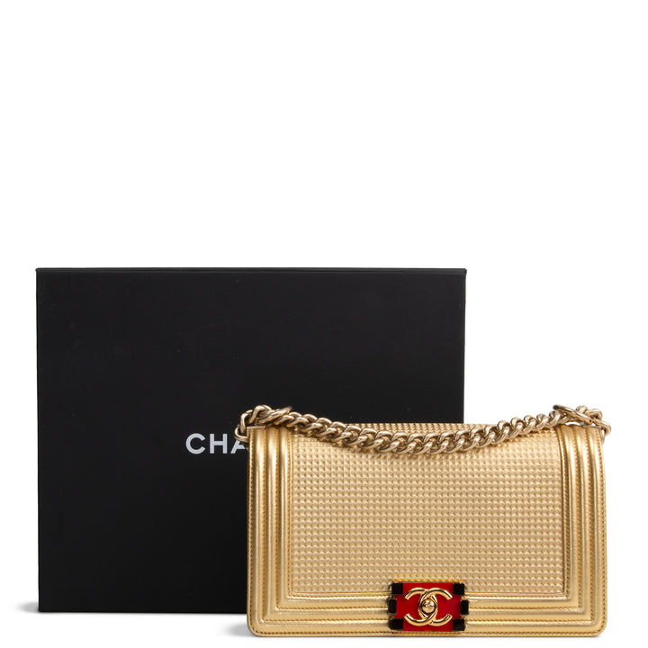 CHANEL Metallic Gold Medium Boy Bag OUTLET FINAL SALE