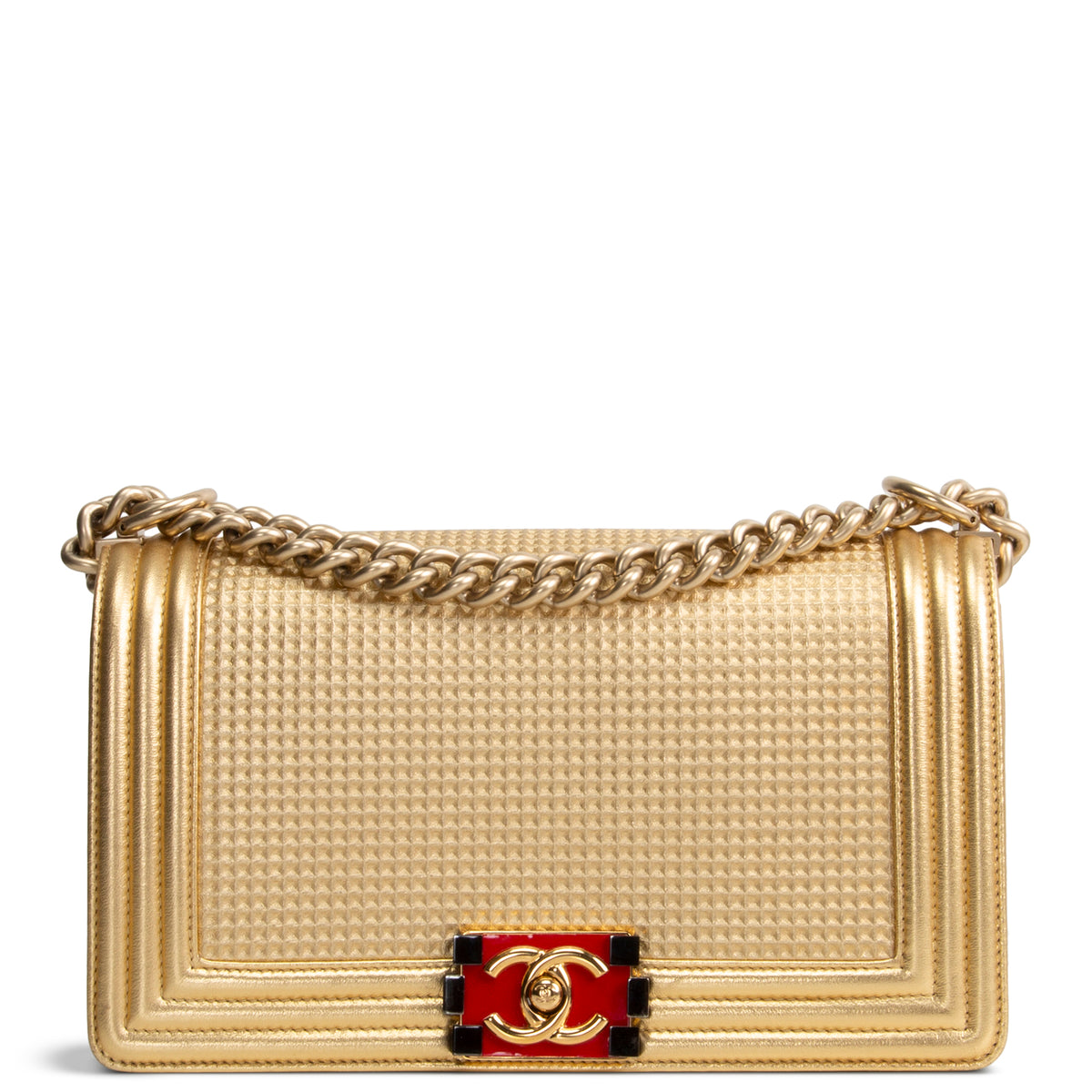 CHANEL Metallic Gold Medium Boy Bag OUTLET FINAL SALE