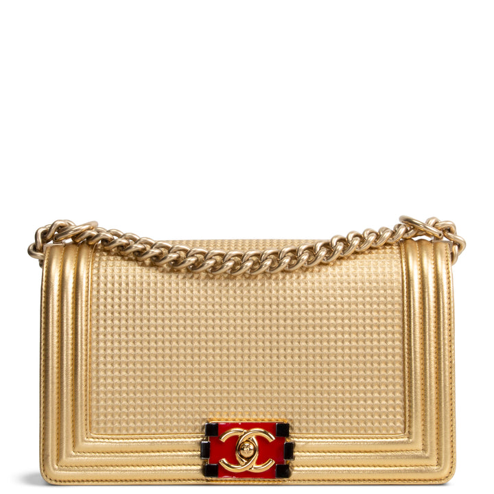 CHANEL Metallic Gold Medium Boy Bag OUTLET FINAL SALE