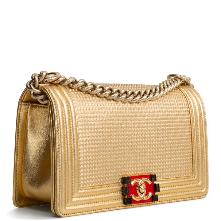 CHANEL Metallic Gold Medium Boy Bag OUTLET FINAL SALE