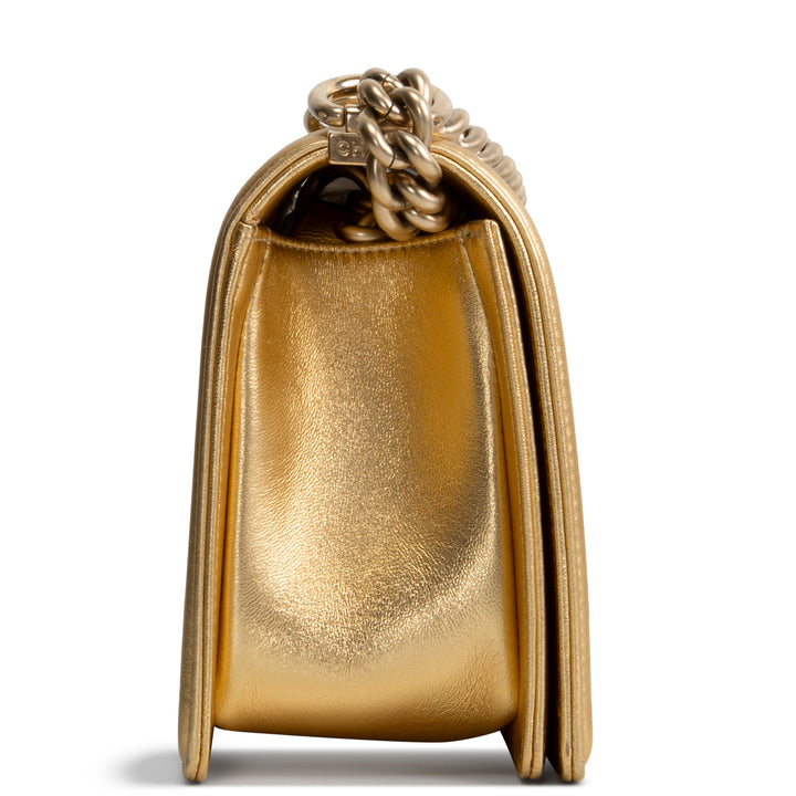 CHANEL Metallic Gold Medium Boy Bag OUTLET FINAL SALE