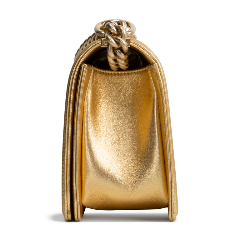 CHANEL Metallic Gold Medium Boy Bag OUTLET FINAL SALE