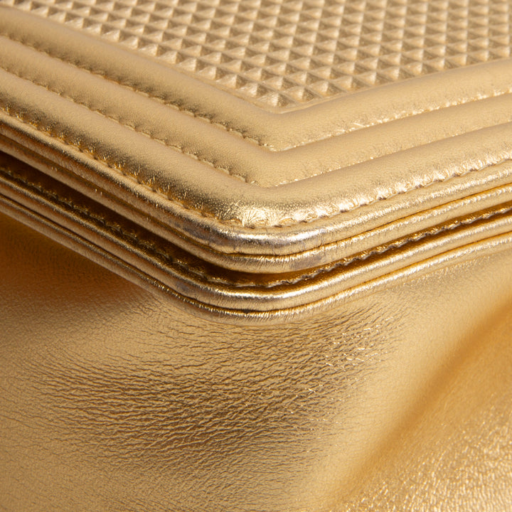 CHANEL Metallic Gold Medium Boy Bag OUTLET FINAL SALE