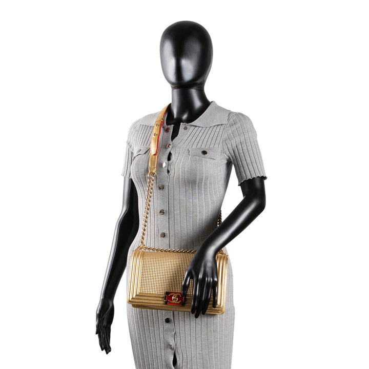CHANEL Metallic Gold Medium Boy Bag OUTLET FINAL SALE