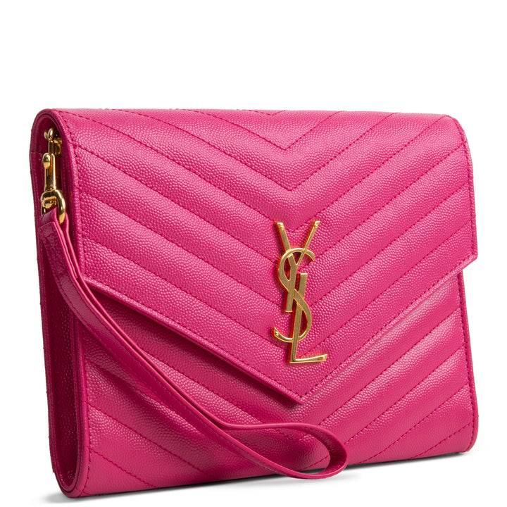 SAINT LAURENT Cassandre Flap Wristlet - Pink