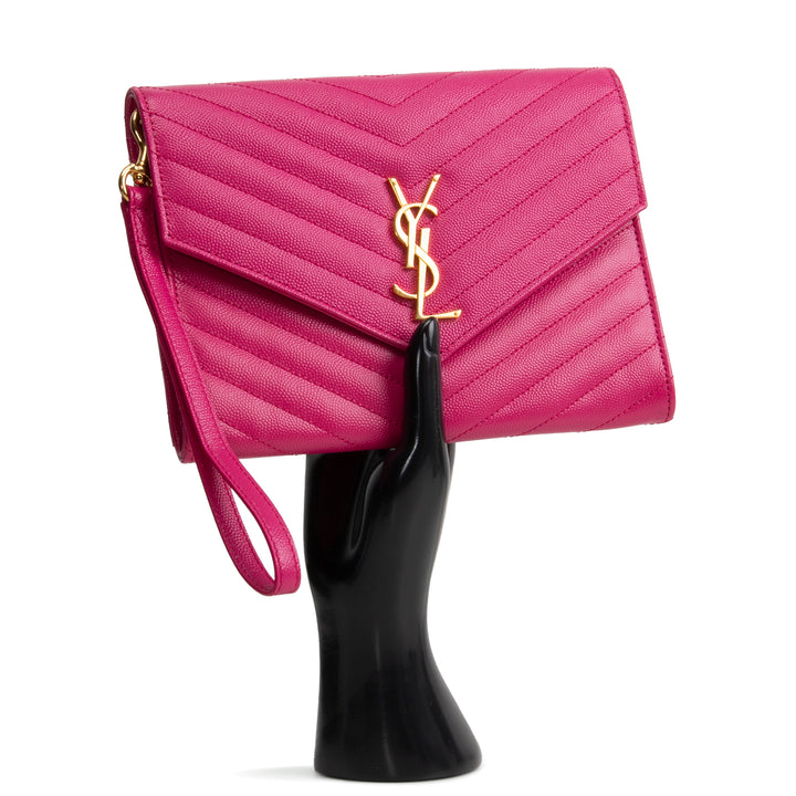 SAINT LAURENT Cassandre Flap Wristlet - Pink