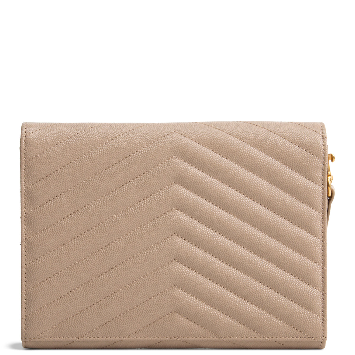 SAINT LAURENT Cassandre Flap Wristlet - Dark Beige
