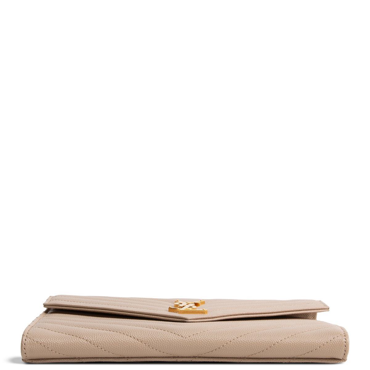 SAINT LAURENT Cassandre Flap Wristlet - Dark Beige