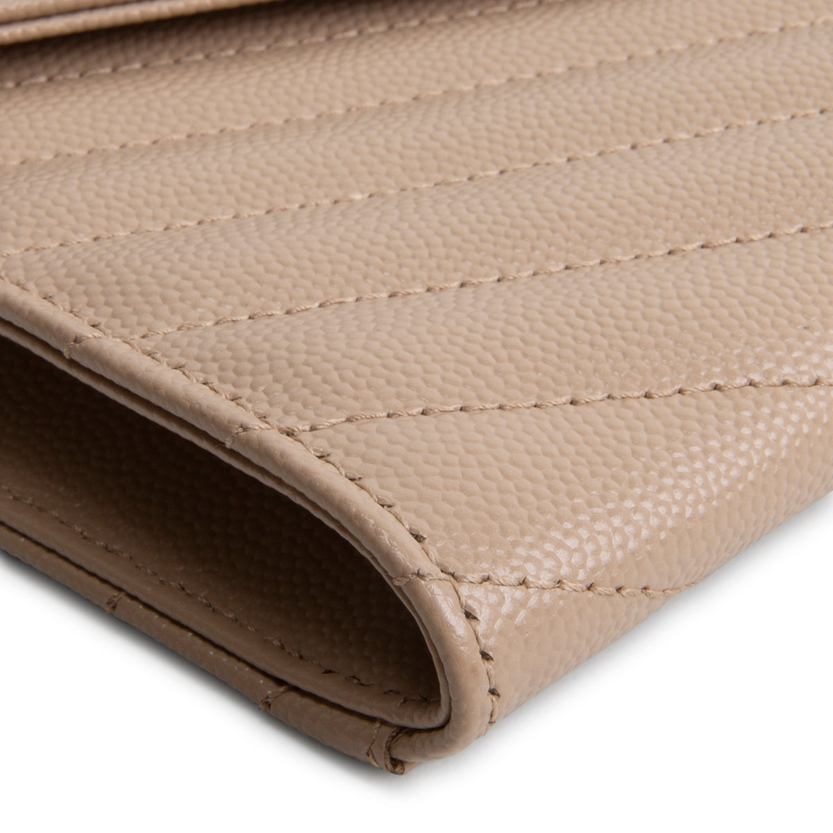 SAINT LAURENT Cassandre Flap Wristlet - Dark Beige