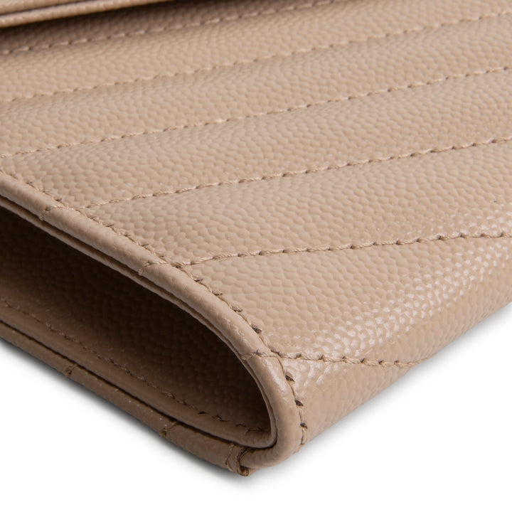 SAINT LAURENT Cassandre Flap Wristlet - Dark Beige